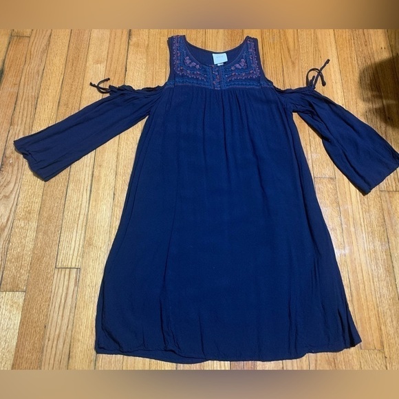Knox Rose Cold Shoulder Dress Womens Medium M Blue Embroidered Boho - Picture 1 of 10
